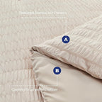 HYMOKEGE Beige California King Comforter Set Seersucker 7 Pieces, All Season Luxury Bed in a Bag for Bedroom, Bedding Set with Comforters, Sheets, Pillowcases & Shams