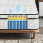 Vesgantti Queen Bed Mattress 9 Inch, Fiberglass-Free | Cool Sleep Hybrid Mattress in a Box - Memory Foam & Pocket Springs, Ergonomic Design, Pressure Relief, Medium Firm Feel, 60"×80"×9"