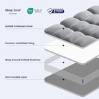 SLEEP ZONE Mattress Topper, Extra Thick Fitted Mattress Pad for Back Pain, Plush and Support Mattress Cover, Deep Pockets Mattress Protector, Hotel Quality (Grey, California King)