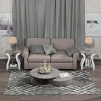 End Tables Living Room Set of 2,Grey End Table with Charging Station,Grey Side Table, Nightstand for Bedroom, 3 Tier End Table with Storage Shelf for Living Room