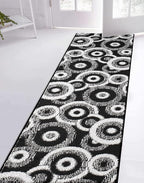Custom Length Cut to Size Modern Farmhouse Carpet Runner Rug for Hallways, Non Slip Rubber Backed, 31 inch Wide X Customized Length, Geo Black, 31 inch X 5 feet