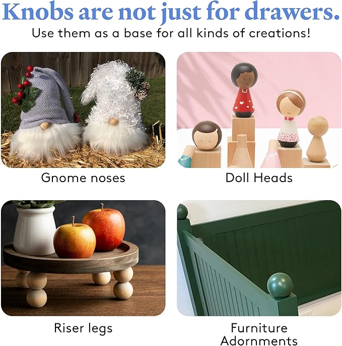 Unfinished Wood Ball Knobs 1-1/2 inch for Kitchen Cabinet Knobs, Drawer Knobs, Dresser Knobs and Crafts, Pack of 100, by Woodpeckers