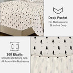 RUVANTI Flannel Sheets Twin Size - 100% Cotton Double Brushed Twin Sheets Set, Deep Pockets 16 Inches, All Seasons Breathable & Extra Soft Bed Sheets, Warm & Cozy, 3 Piece, Black Cat