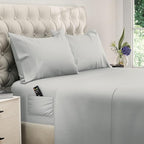DREAMCARE Queen Size Sheets - Cooling Bed Sheets - 4pcs Set - up to 15" Deep Pocket Queen Sheet Set - Sheets Queen Size Bed - Soft & Long Lasting 100% Fine Brushed Polyester with Side Pocket - LGray