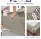 California Design Den Soft Twin Sheets Set - 400 Thread Count Sateen, Natural 100% Cotton Sheets, Deep Pockets, Cooling and Durable Bedding Set for Dorm Rooms & Adults - Taupe