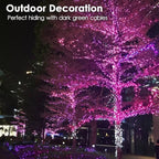 RPGT Christmas Light 1000 LEDs 336ft Green Cable Wire Fairy String Tree Twinkle Lights IP44 Waterproof 12 Modes for Christmas Party, Halloween, Outdoor, Garden, Wedding, Home Decoration (Purple)