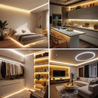COB LED Strip Light Warm White, High Bright LED Lights with 2400LEDs, RF Remote and UL Power Supply, 2700K Dimmable LED Rope Lights for Mirror, Bedroom, Kitchen, DIY Home Decoration