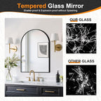 Delma Arched Bathroom Mirror, 24"x36" Wall Mounted Vanity Mirror for Bedroom, Living Room and Entryway, Black