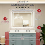 Keonjinn Bathroom Mirror with Lights 47.6" x 35.8" with Backlit and Front Light, Stepless 3 Colors Temperature Dimmable LED Bathroom Mirror, UL Listed LED Driver, Tempered Glass Lighted Vanity Mirror