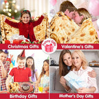 Jorbest Burritos Tortilla Throw Blanket Birthday Gifts for Adult and Kids, Realistic Tortilla Food Blanket Funny Gifts for Women Men Teen Mom Dad, 285 GSM Soft Flannel Taco Blanket (Tan, 60 inches)