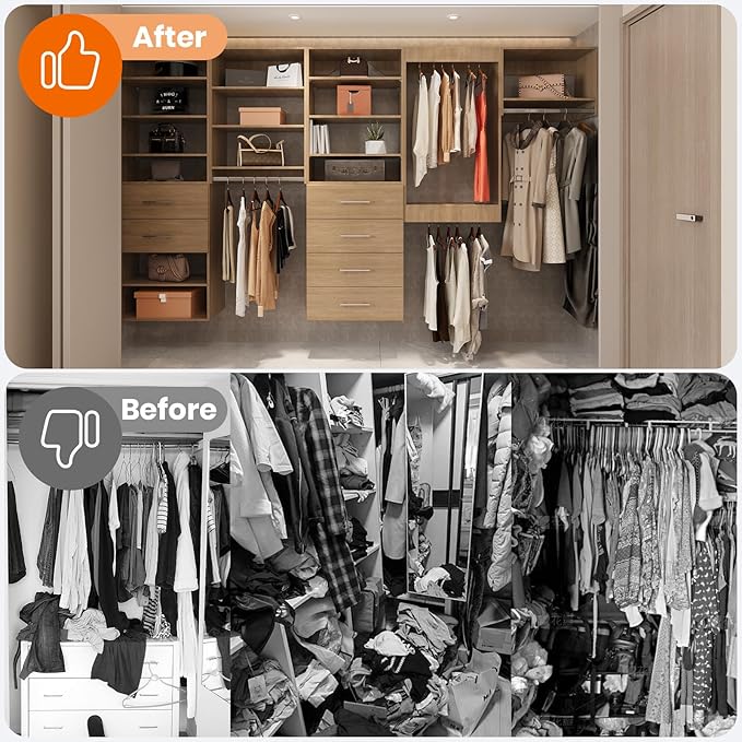 ROOMTEC 31.5" 2 Drawer Short Tower Closet Unit, Modular Closet System with Drawers and Shelf, Wardrobe Organizer for Bedroom or Walk-in Closet, Wall Mounted, Customizable Clothes Storage Unit, Wood