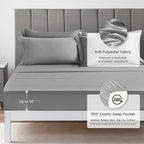 Love's cabin King Size Comforter Set Grey, 7 Pieces King Bed in a Bag, All Season Bedding Sets with 1 Comforter, 1 Flat Sheet, 1 Fitted Sheet, 2 Pillowcase and 2 Pillow Sham