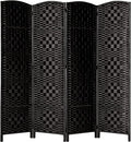 Rose Home Fashion 6 ft Tall Room Divider, Room Dividers and Folding Privacy Screens, 15.7in Privacy Screen 4 Panel Partition Temporary Wall Separation for Private, Black