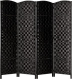 Rose Home Fashion 6 ft Tall Room Divider, Room Dividers and Folding Privacy Screens, 15.7in Privacy Screen 4 Panel Partition Temporary Wall Separation for Private, Black