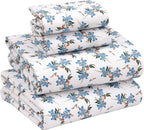 RUVANTI Flannel Sheets King Size - 100% Cotton Brushed King Size Sheets Set - Deep Pockets 16 Inches Bed Sheets - All Seasons Breathable & Extra Soft - Warm & Cozy, 4 Piece, Cloud Nine