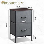 WLIVE Night Stand Set 2, Dresser and Nightstand Sets, Nightstands for Bedroom with 2 Fabric Drawer, End Tables Bedroom Furniture Set, Closet, College Dorm, Dark Grey, Size L