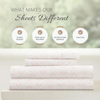 Linen Market Double-Brushed Patterned Microfiber California King Sheet Set 4 Piece – Oeko-TEX Certified Ultra Soft & Wrinkle-Free - 16" Deep Pocket Sheets Easy Care Cal-King Size - Classic in Pink