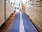 Custom Size Coastal Nautical Style Runner Rug Carpet for Hallway Entryway, Slip Resistant Latex Rubber Backed, 31 inch Wide X Customized Length, Squares Blue, 31 inch X 16 feet