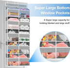 Over The Door Organizer Multi Pocket,5 Tier Large Hanging Shelf for Storage Kids Toys, Diapers, Clothes,Yarn,Heavy Duty Behind Door Storage for Bedroom Bathoom Nursery Closet Pantry,gray