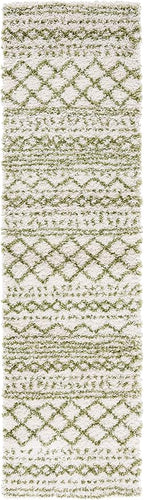 SAFAVIEH Arizona Shag Collection Area Rug - 2'6" x 14' Runner, Ivory & Green, Non-Shedding & Easy Cleaning, Plush Thick Pile, Ideal for Living Room, Bedroom, Dining Space (ASG741Y)