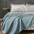 PHF 100% Cotton Waffle Weave Blanket Queen Size for Bed,Snag Proof Lightweight Breathable Moisture-Wicking Throw for Couch,Great for Layering in Cold Weather,Machine Washable, Home Decor Gift-Ocean