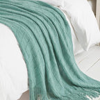 BOURINA Dark Cyan Throw Blanket 50x60 Inches Throw Textured Solid Soft Sofa Couch Decorative Knit Blanket