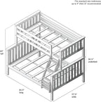 Max & Lily Bunk Bed Twin Over Full Size with Ladder, Solid Wood Platform Bed Frame with Ladder for Kids, 14" Safety Guardrails, Easy Assembly, No Box Spring Needed, Blue