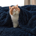 Bedsure GentleSoft Fuzzy Faux Fur Twin Blanket, Navy Blue Cozy Gifts for Men, Soft Sherpa Fleece Plush Warm Minky Thick Blanket Twin Size for Bed, Navy Dorm Decor Blue Gifts for Boys, 60x80