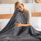 Exclusivo Mezcla Fleece Bed Blanket King Size, Super Soft and Warm Blankets for Couch, Sofa and Bed Waffle Textured, Cozy, Fuzzy and Lightweight (Dark Grey, 90x104 Inches)