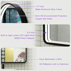 20x30 Inch Arched LED Bathroom Mirror with Lights, Adjustable 3000K/4500K/6000K, Wall Mounted Black Frame Lighted Bathroom Vanity Mirror, Anti-Fog, Dimmable, Memory Function