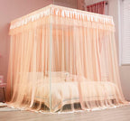 Mengersi Canopy Bed Curtains for Girls Kids - Bed Canopy for Girls Bed Drapes Mosquito Net - Cute Princess Bedroom Decoration Accessories(Full, Peach)