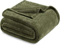 Exclusivo Mezcla Fleece Blanket Twin Size for Bed, Super Soft and Warm, All Season Use, Cozy, Plush, Lightweight, 60x80 Inches Olive Green