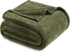 Exclusivo Mezcla Fleece Blanket Twin Size for Bed, Super Soft and Warm, All Season Use, Cozy, Plush, Lightweight, 90x66 Inches, Olive Green