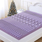 MUXHOMO 2 Inch 7-Zone Full Mattress Topper, Egg Crate Foam Mattress Topper Full Size for Back Pain, Lavender Cooling Gel Infused Bed Pad, CertiPUR-US and Oeko-TEX Certification (54"×75")