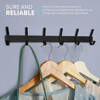 Matte Black Coat Rack Wall Mount – 17 Inch Stainless Steel Hook Rail with 6 Double Coat Hooks – Wall Mounted Entryway Organizer for Coats, Hats, Bags, Towels, Robes, Closet or Bathroom - 2 Pack