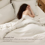 Bedsure Queen Comforter Set Beige - Bed in a Bag Queen Size Bedding 7 Pieces, Cationic Dyed Bed Set Gift for Family, Beige Soft Bedding for All Seasons Comforter with Sheets, Pillowcases & Shams