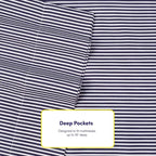 Queen Sheets Stripe Navy - 6 Piece 1500 Supreme Collection Fine Brushed Microfiber Deep Pocket Queen Sheet Set Bedding - 2 Extra Pillow Cases, Great Value, Queen, Classic Stripe Navy