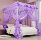 Mengersi Canopy Bed Curtains Full Size for Boys Girls Bed Drapes Bed Canopy Princess Bed Drapes Bedroom Decoration(Purple)