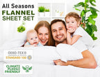 RUVANTI Flannel Sheets Twin Size - 100% Cotton Double Brushed Twin Sheets Set, Deep Pockets 16 Inches, All Seasons Breathable & Extra Soft Bed Sheets, Warm & Cozy, 3 Piece, Grey Plaid