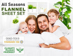 RUVANTI Flannel Sheets Queen Size - 100% Cotton Double Brushed Bed Sheets, Deep Pockets 16 Inches Queen Sheet Set, All Seasons Breathable & Extra Soft - Warm & Cozy, 4 Piece, Bali