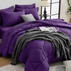 HEVUMYI Purple Full Comforter Set - 7-Piece All Season Bed in a Bag Full, Ultra Soft Bedding Set with Comforter, Flat Sheet, Fitted Sheet, Pillowcases, Pillow Shams