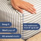 Full 6 Piece Sheet Set - Comfy Breathable & Cooling - Soft Hotel Luxury Bedding Set with 8-16 Inch Deep Pockets - 1 Flat & 1 Fitted Sheet & 4 Pillowcases - Wrinkle Free & Easy Care - Beige Stripes 2