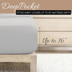Linen Market Double-Brushed Patterned Microfiber Queen Sheet Set 4 Piece – Oeko-TEX Certified Ultra Soft & Wrinkle-Free - 16" Deep Pocket Sheets - Easy Care Queen Size - Honeycomb Light Gray