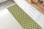 Custom Size Moroccan Trellis Runner Rug Mat for Wide Hallway Entryway Kitchen Laundry Room with Slip Resistant Latex Rubber Backing, Trellis Green, 31 inch X 10 feet
