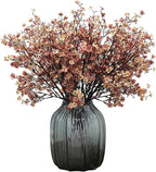 JAKY-Global Babys Breath Silk Artificial Flowers 12 Bundle European Fake Plants Farmhouse Decor Fall Decoration Bouquets DIY Home Garden (Beige Brown-12pcs)