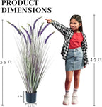 KOL 4ft Artificial Veronica Spiked Speedwell Grass, 47in Faux Veronica Spicata Flower, Tall Fake Reed Grass for Home Office Garden Wedding Decor, Indoor Outdoor Fake Plant, UV-Resistant, Purple