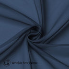 Aiyufeng 2 Piece Dark Blue Extra Long Sheer Curtains 120 Inch Length, Light Filtering Kitchen Curtain for Window, Voile Top Dual Rod Pocket, 2 x 40 W x 120" L