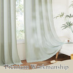 RYB HOME Extra Wide Semi Sheer Curtains, Grommet Easy Sliding Room Divider for Office Bedroom Separation, Large Window Curtains for Sliding Glass Door, Sage Green, W 100 x L 84, 1 Pcs