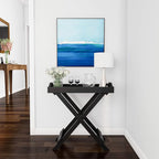 Folding TV Tray Table - Contemporary Side Table with Removable Tray Top for Food Serving, Decor, or Meals - Portable End Furniture for Living Room, Bedroom, or Home Office by Lavish Home (Black)