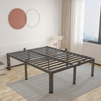 ROIL 12 inch King Size Bed Frame Metal Platform No Box Spring Needed with Headboard Hole Round Corner Legs Mattress Stoppers Retainers 3500LBS Heavy Duty Steel Slats Noise-Free